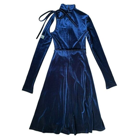 Versace Jeans Couture Navy Long Sleeve Faux Wrap Dress, US0 - Picture 3 of 10
